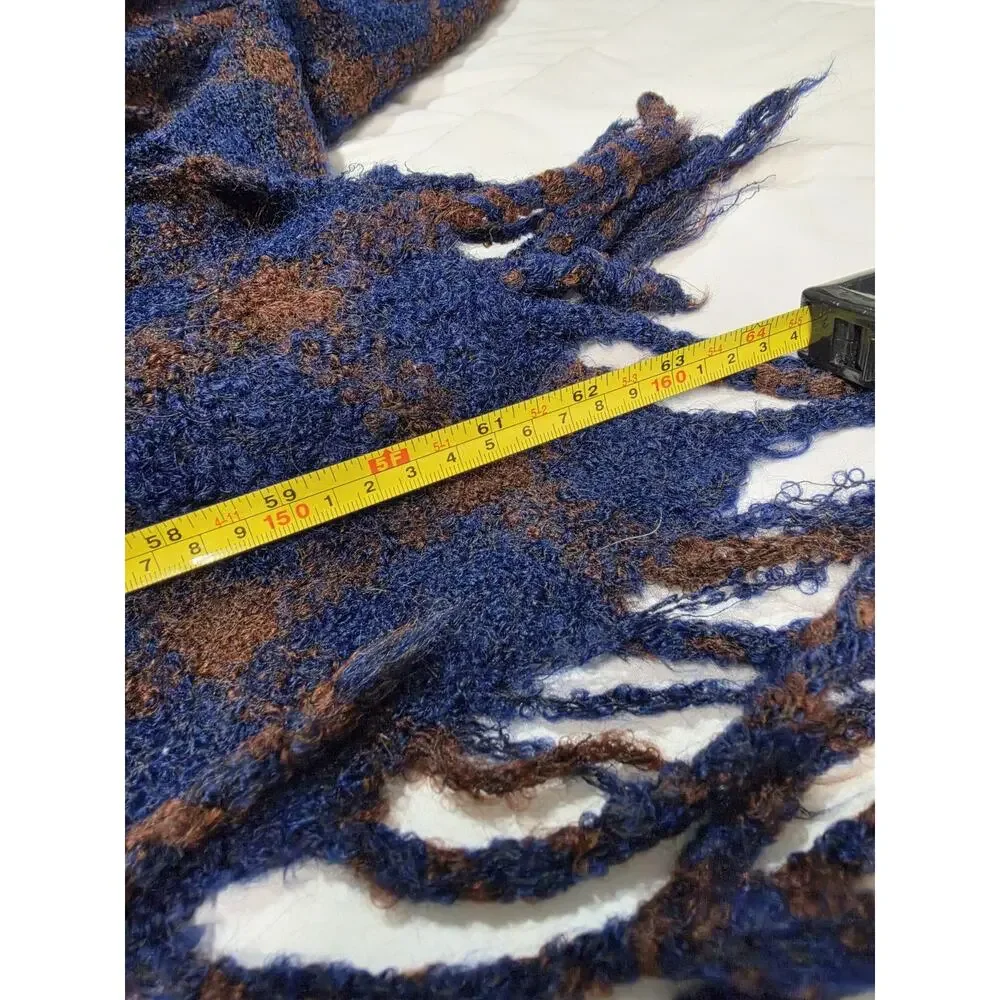 Jo Ann Portanova Throw Plaid Blue Blanket Vtg Flaw Checkered
